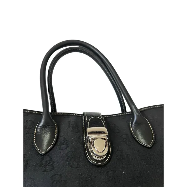 Dooney & Bourke Handbag Signature Leather Canvas Logo Black - Image 4