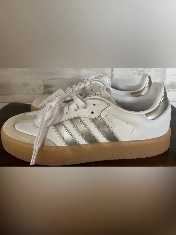 Adidas Samba Sneakers - White & Silver Women’s size 10. NWT - Image 5