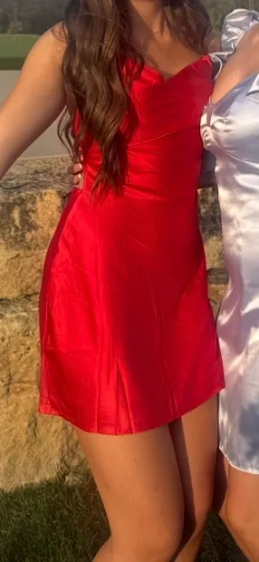 Red satin silk mini dress from Princess Polly - Image 4