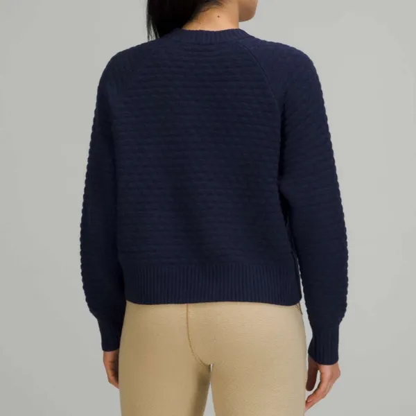 Lululemon 6 Texture Play Crewneck Cashmere Blend Sweater in Night Sea Blue - Image 2