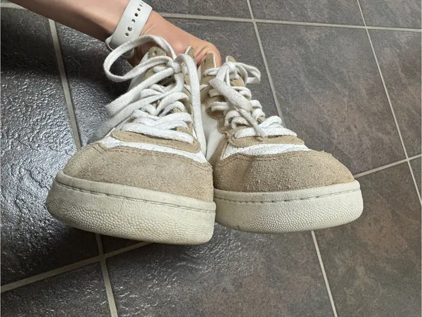 Veja V-15 High Top Lace Up Sneakers Suede Leather Beige White US 8 EU 39 - Image 5
