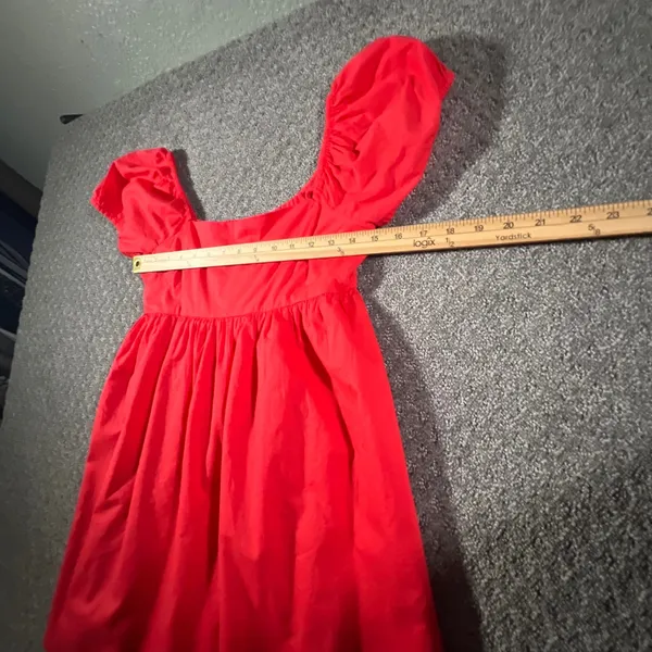 Abound Babydoll Dress Womens Small Red‎ Puff Sleeve Square Neck Cotton Mini - Image 6
