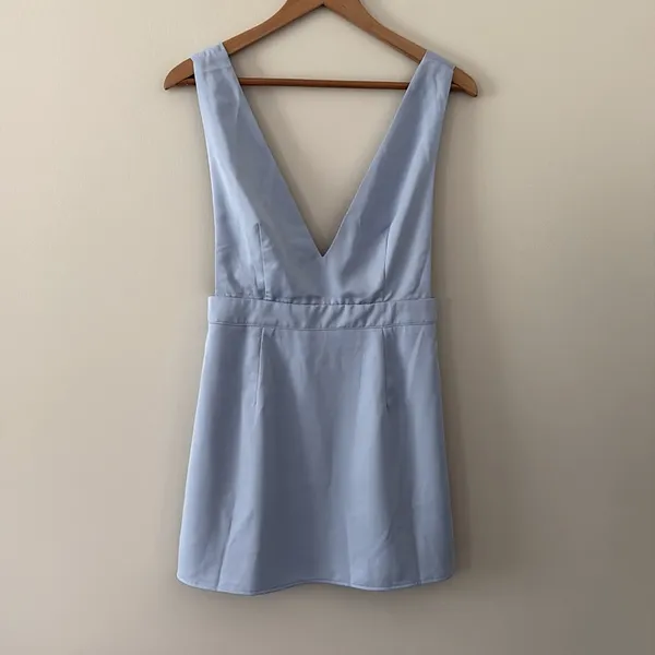 New Superdown Kaelyn Pinafore Mini Dress‎ Light Blue Size M - Image 15
