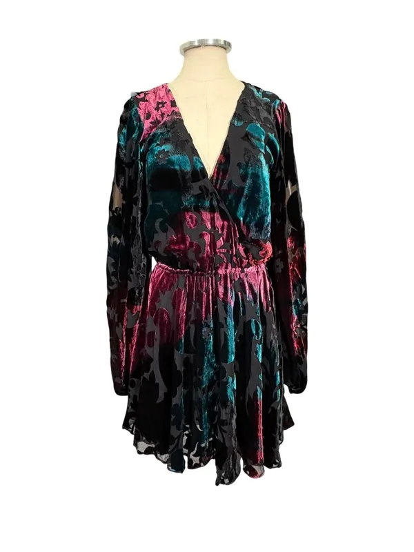Caroline Constas Olena Velvet Burn Out Mini Dress Size Small - Image 3