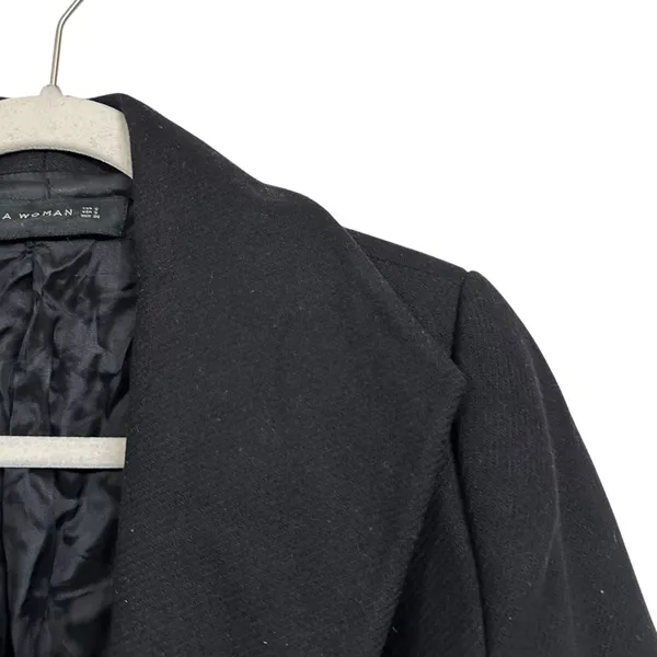 Zara Women's Sz S Black Long Sleeve Jacket Coat D Link Lined Heavy Winter - Image 4