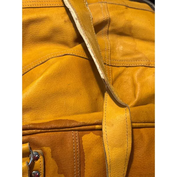 Vintage Amanda Johnson Yellow Leather Backpack Helsinki 1999 Commemorative Bag - Image 10