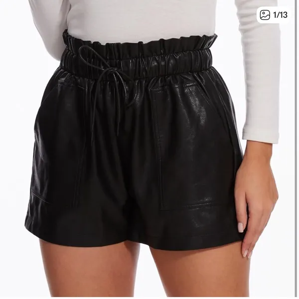 Black faux Leather Women Shorts XS - Image 2