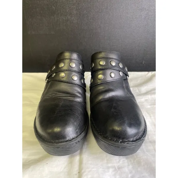 Born Women's Black Leather Mules/ Shoes/ Chunky Heel 3.75 heel Size 9 SKU 2862 - Image 2