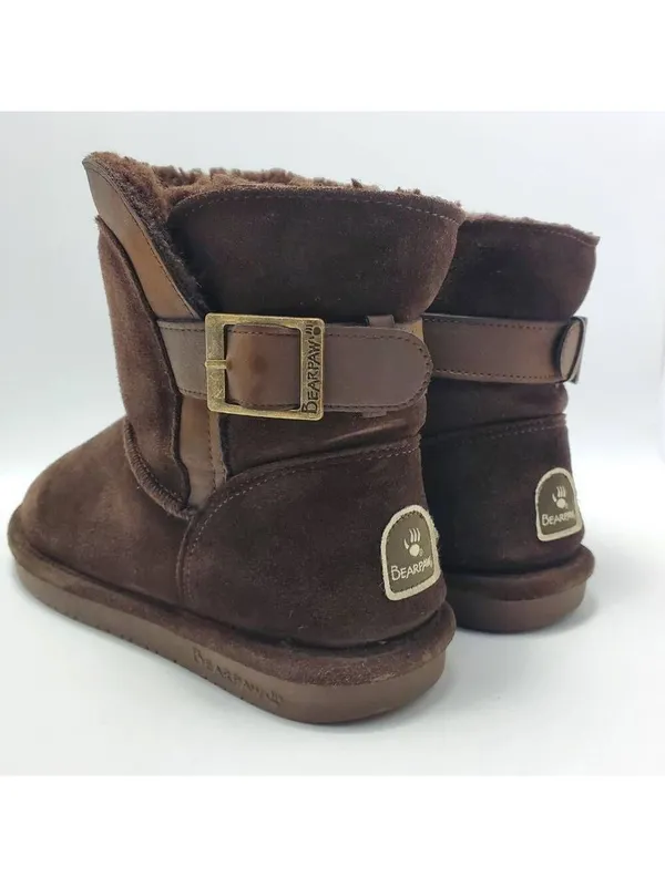 Bearpaw Shantelle Women's Winter Boots Brown Suede Wool Lined Bootie Size 9 M - Image 5