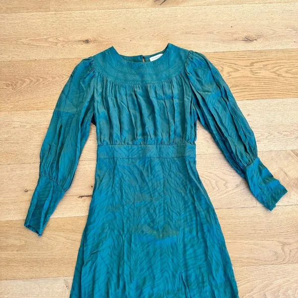 Topshop - Fallen Long Sleeve Jacquard Midi Dress in Green - Image 2