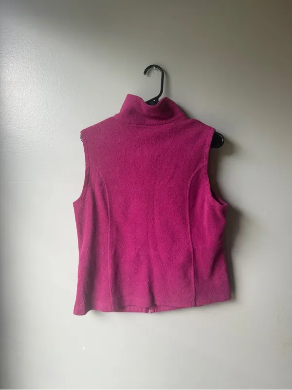 Columbia Fleece Vest Women’s Large Full Zip Pink Outdoor Hiking Layer - Image 5