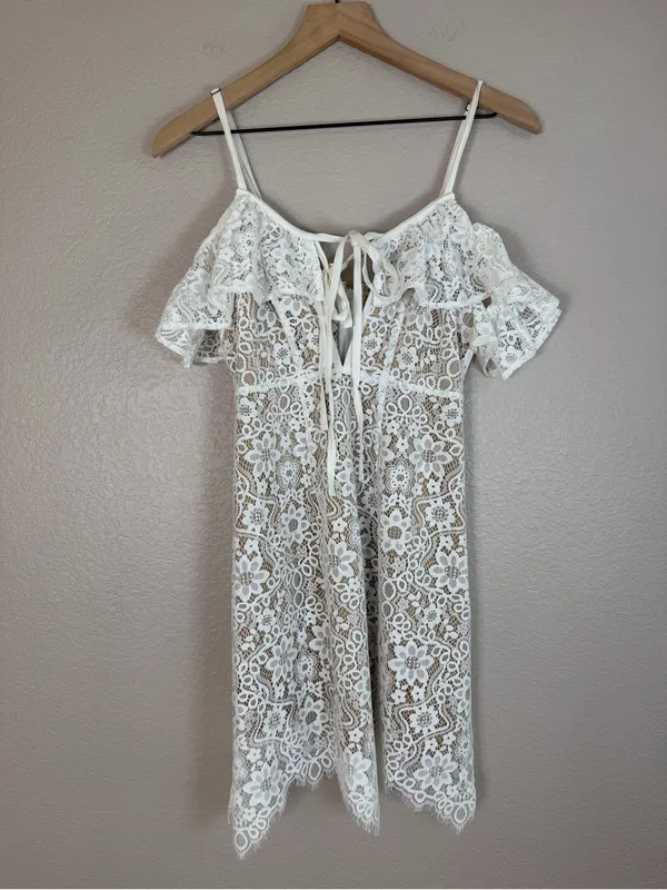 For Love & Lemons Vintage 2016 Rosemary White Beige Lace Mini Dress Small $350 - Image 14