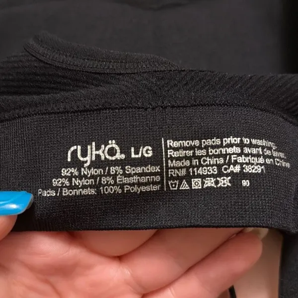 Ryka Women's Strappy Keyhole Sports Black Sz Large Bra - Image 6