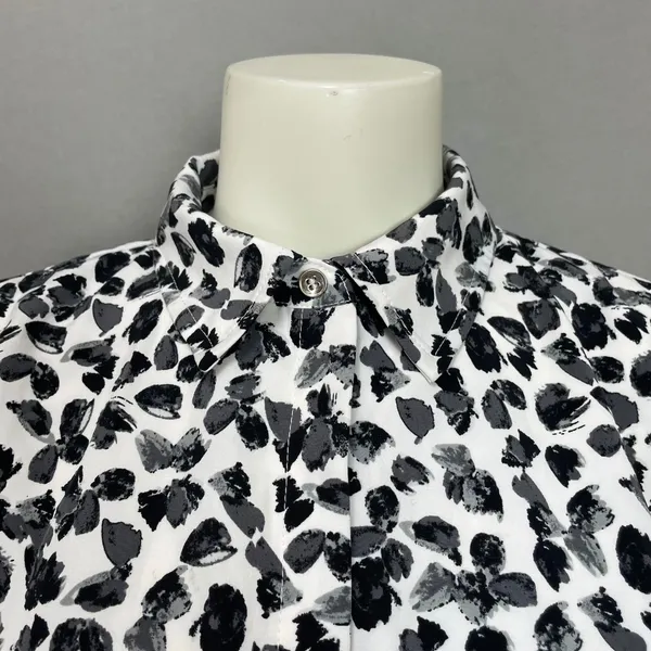 The Limited‎ Shirt Dress Women XS Black White NO BELT Abstract Print 3/4 Sleeve - Image 9