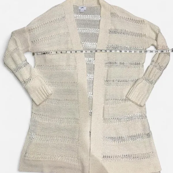 Old Navy Cream Cardigan with Horizontal Loop Knit Texture, size LARGE - Image 3