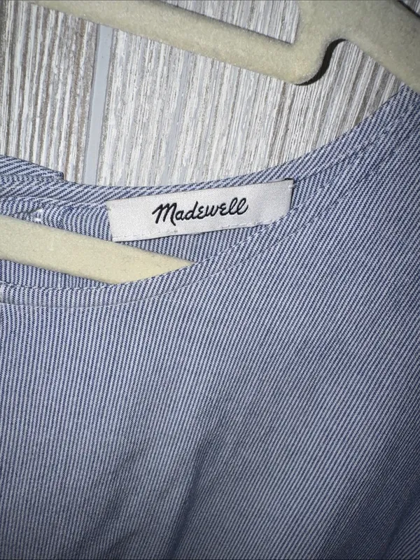 Madewell Dusty Blue Front-Tie Crop Top - Image 3