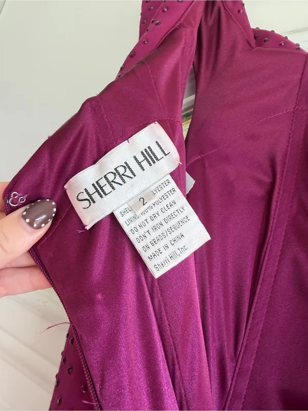 Sherri Hill Off-the-Shoulder Mermaid Gown in Plum Purple - Image 11