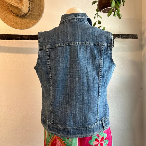 Vintage 90s Relativity Cotton Denim Utility Cargo Vest Size Medium - Image 6
