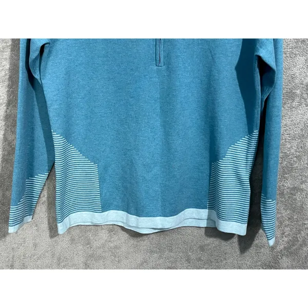 Peter Millar Quarter Zip Pullover Large Gypsy Blue Striped Preppy Nautical NWT - Image 3