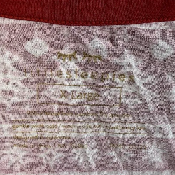 Little‎ Sleepies L XL Reindeer Cheer Pajama Set Holiday Collection Bamboo Red - Image 7
