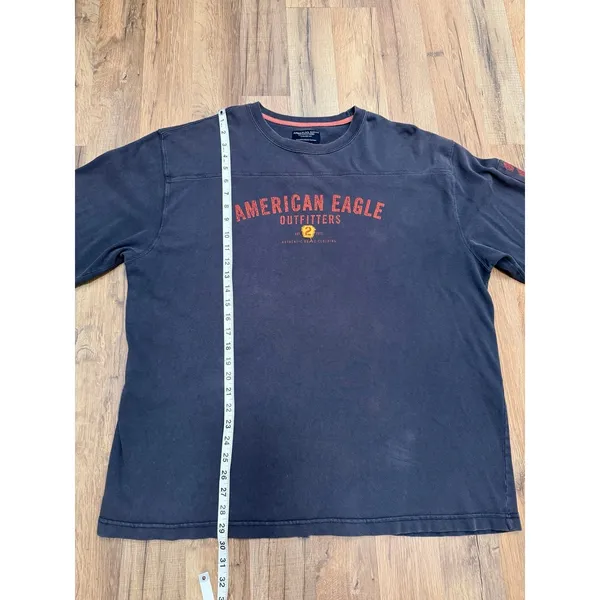 American Eagle Outfitters Long Sleeve‎ Navy Red Logo Heavy Cotton XL - Image 6