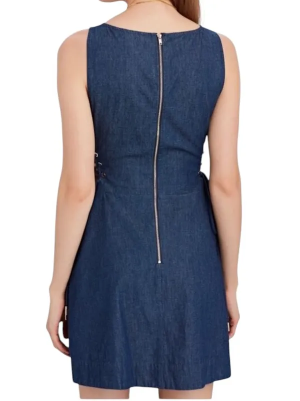 NWT INTERMIX Juniper Denim Chambray Denim Side Lace Up Mini Dress Size 10 - Image 14