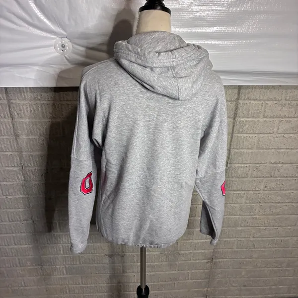 Bend Ohio State Buckeyes Gray Cowl Neck Hoodie Women Large Block O Zip Pocket - Image 4