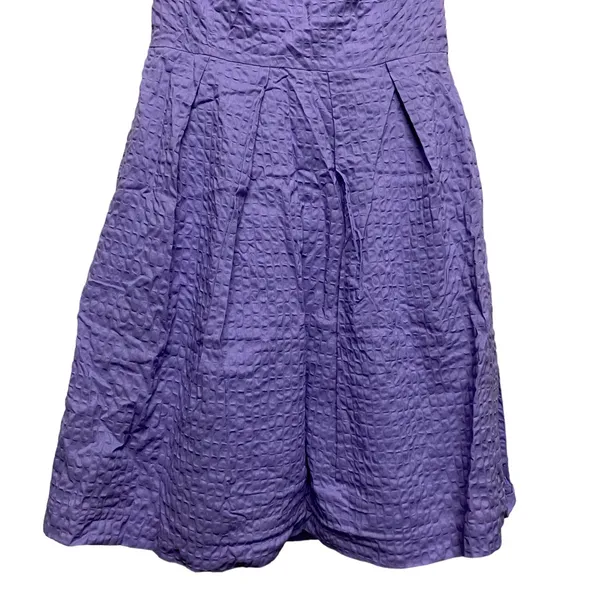 J. CREW Purple Strapless‎ Geometric Women's 10 Textured Cotton w/ Pockets Dress - Image 4