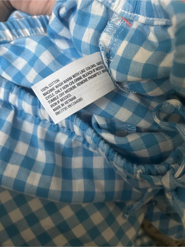 Colsie White and Blue Gingham Flannel Pajama Size L Size L - Image 4