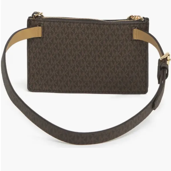 Michael Kors Chocolate Brown Fanny Pack Belt Bag with Gold Pull Chain - Image 2
