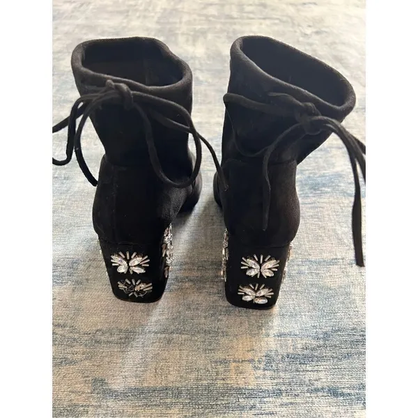 a new day Black Rhinestone Maria Ankle Boots Size 9 - Image 5