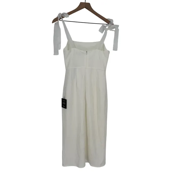 Lulus‎ Romantic Celebration White Tie-Strap Bodycon Midi Dress Size S - Image 11