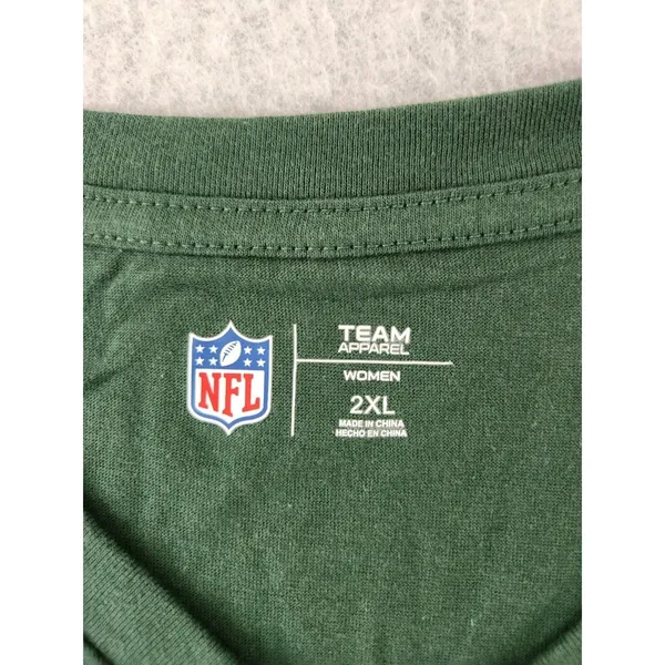 NEW Green Bay‎ Packers NFL T-shirt V-neck Football Tee Green Women's Plus 2XL - Image 4