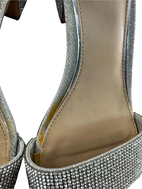 GB girls Silver Glitter Ankle-Strap Heels - Image 2