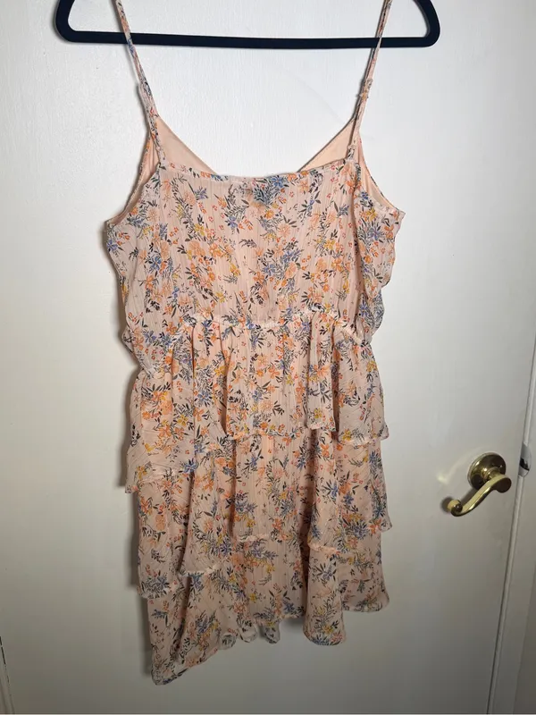 Trixxi Tiered Floral Spaghetti Strap Dress - Peach Floral Large - Image 6