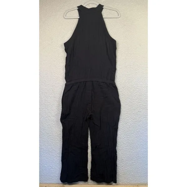 Cloth & Stone Jumpsuit Womens Medium Black Sleeveless High Neck Cropped‎ Pockets - Image 2