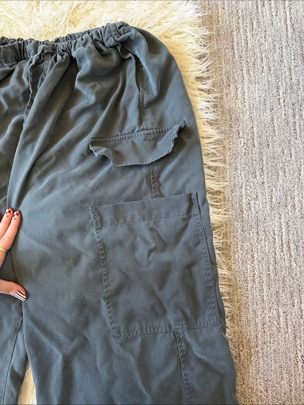 Ethan Tie Waist Twill Cargo Pants in Slate - Image 6