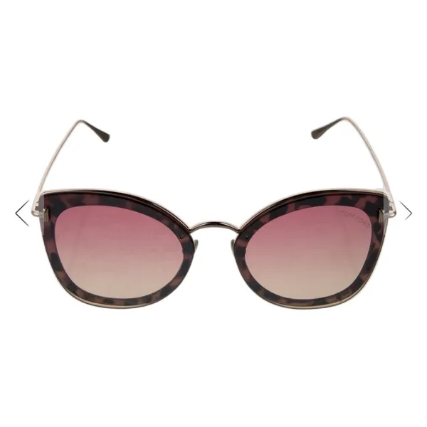 TOM FORD Charlotte Sunglasses Cat-Eye Brown Gold Tortoiseshell Gradient Lenses - Image 4