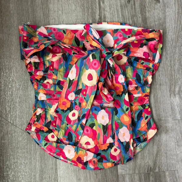 FORE Bright Floral Wrap Tie Tube Top Colorful Size XS - Image 3