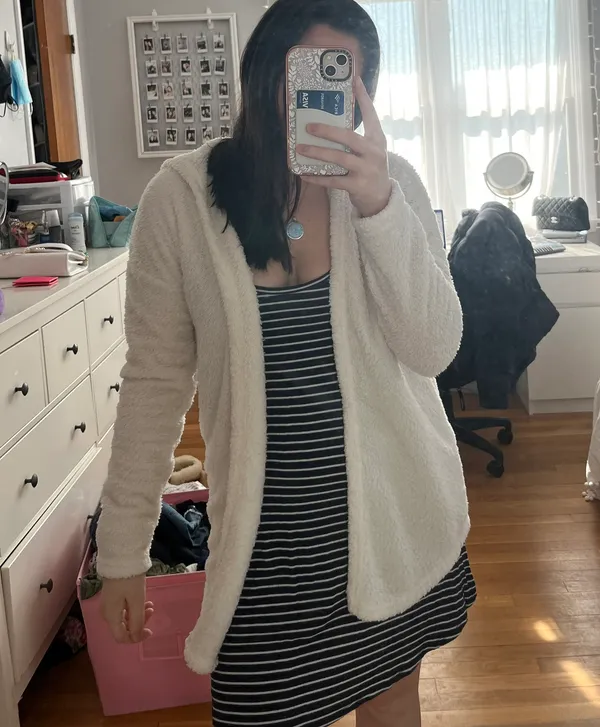 White Fuzzy Cardigan - Image 5