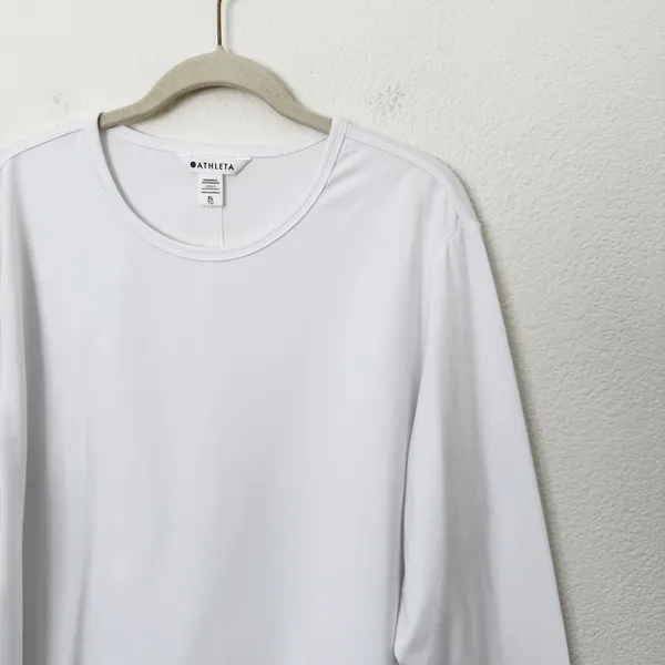 [Athleta] Bright White Supima Cotton Crew Neck Long Sleeve Essential Top Size XL - Image 8