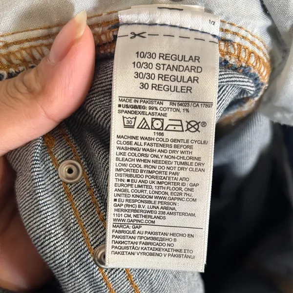 GAP Barrel Jeans 10/30R High Rise Stud Detail Raw Hem Cropped - Image 5
