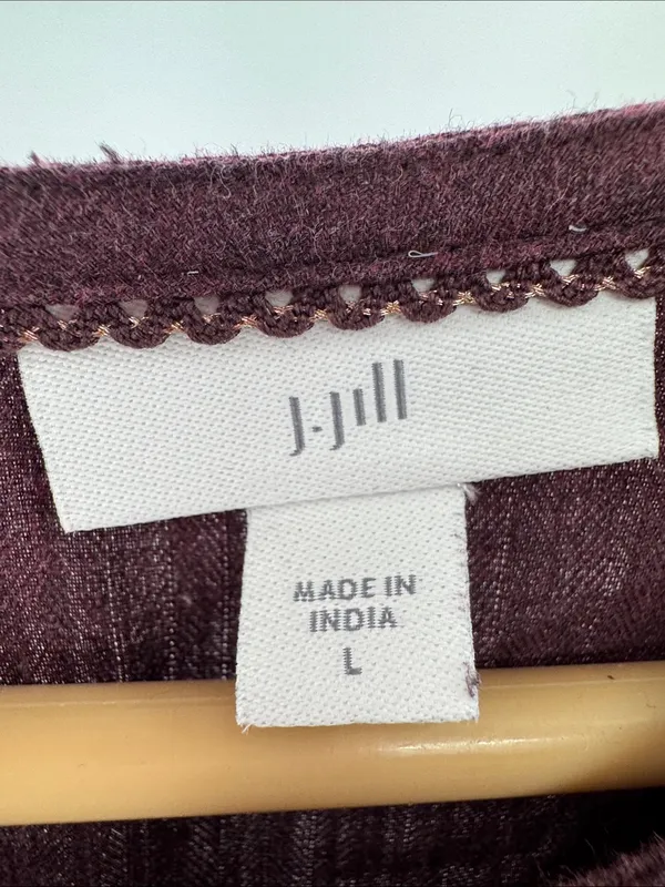 J. Jill Deep Plum maroon embroidered Long-Sleeve Round Neck top boho fall L - Image 7