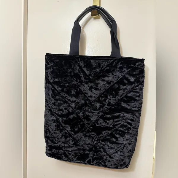 Victoria's Secret Black Quilted Velvet Tote‎ Bag - Image 2