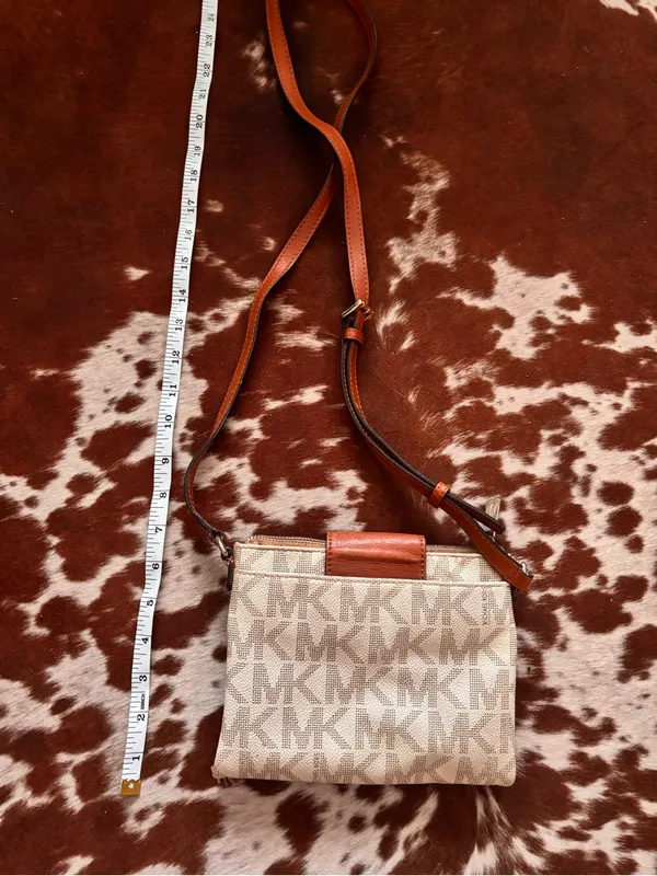 Michael Kors Brown/Beige Crossbody Bag with Signature MK Print‎ - Image 3