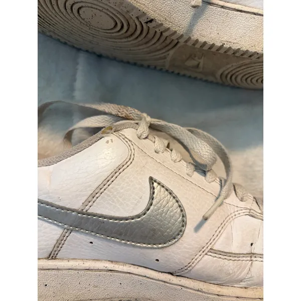 Nike Court Vision‎ Low Sneaker Basketball White Metallic Silver Women's Size 8 - Image 9