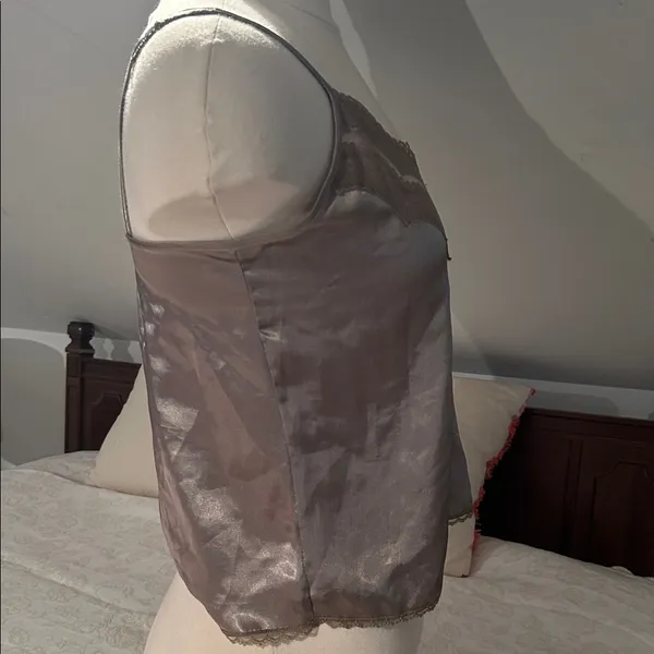 Y2K Elegant Brown Lace Trim Camisole size S - Image 2