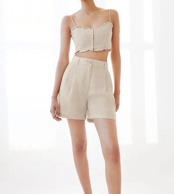 Aritzia NWT chariot organic tailored look linen shorts white 2 - Image 4
