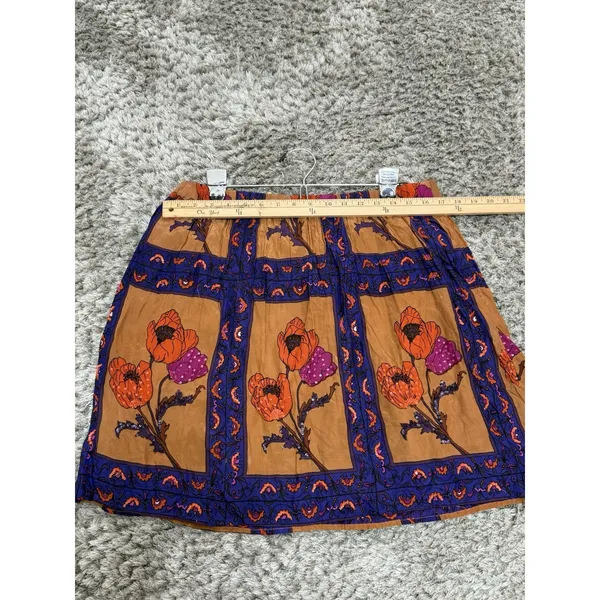 Maeve Anthropologie Womens XS Mini Skirt Floral Sequin Boho Poppy Purple Orange - Image 10