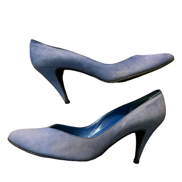 Stuart Weitzman For Mr. Seymour Blue Slip On Heels Size 7 - Image 5